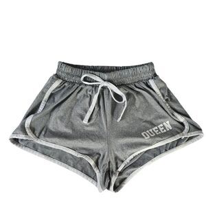 Que Gray Athletic Shorts with Plush Fabric and Drawstring